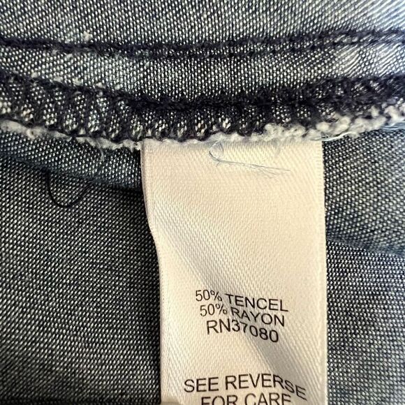 Cato star print peasant style blouse top chambray size 18/20W - Picture 7 of 7